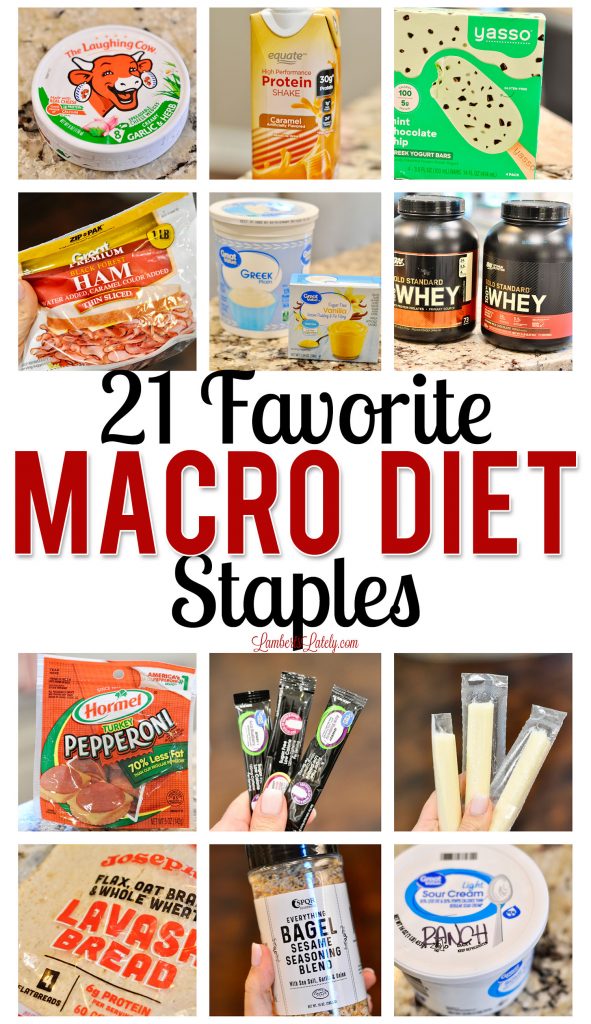 my 21 favorite macro diet staples graphic.