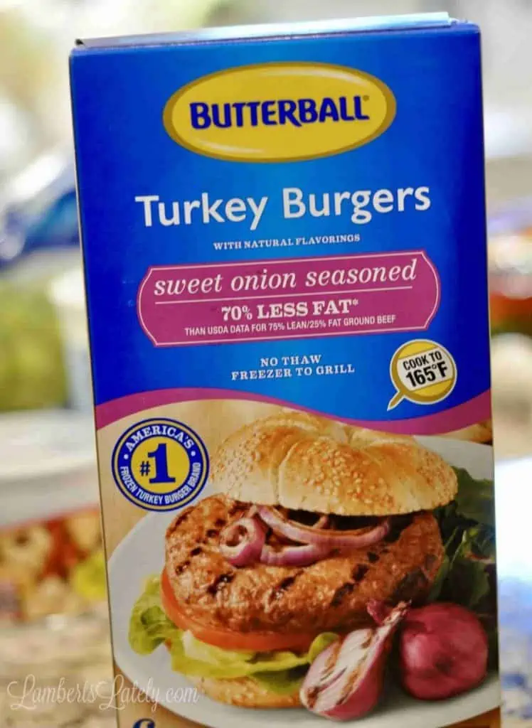 box of frozen turkey burgers.