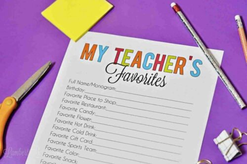 Free Teacher Favorite Things Form (Editable &amp; Printable!) | Lamberts Lately
