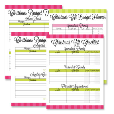 christmas planner budget printables.
