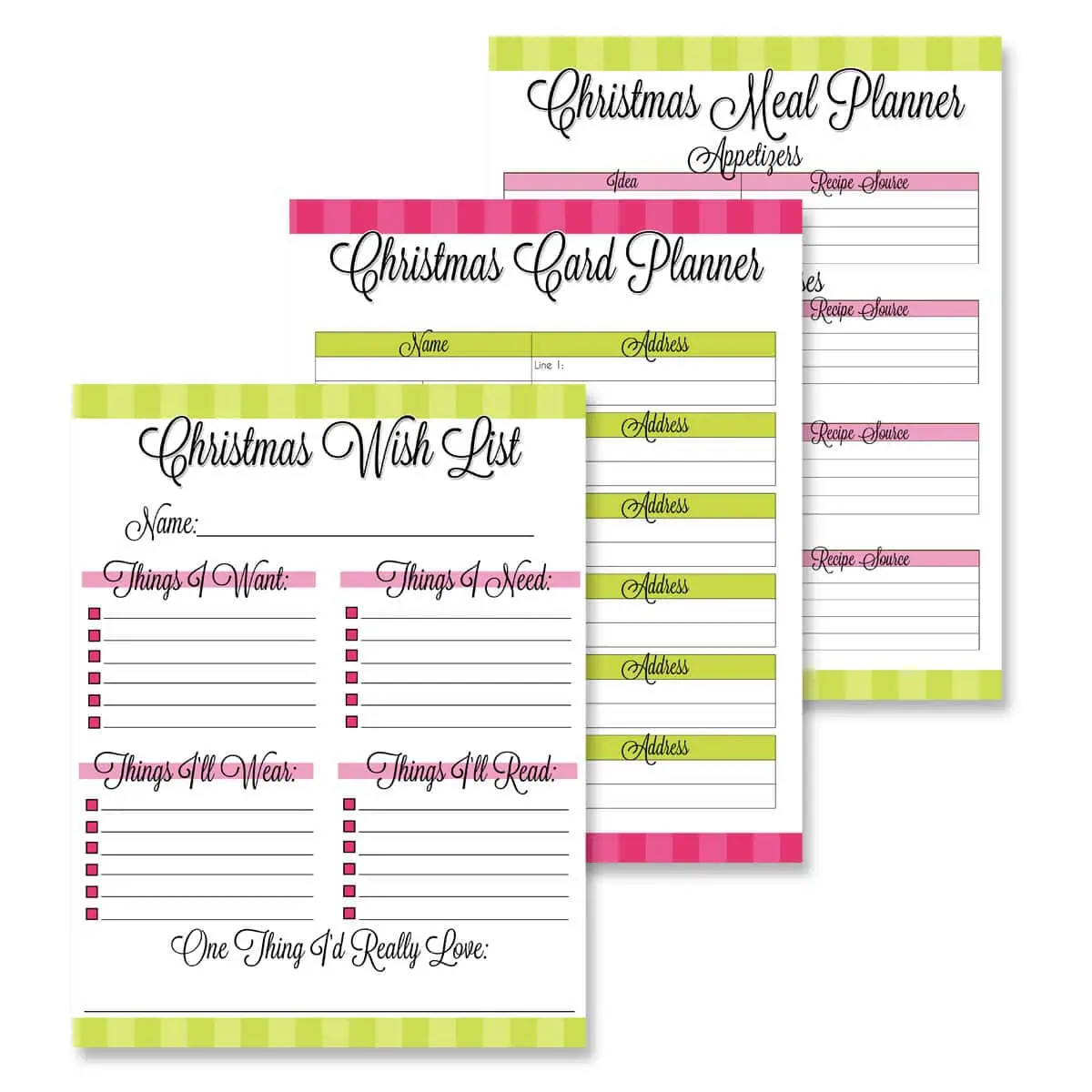 christmas planner pages.
