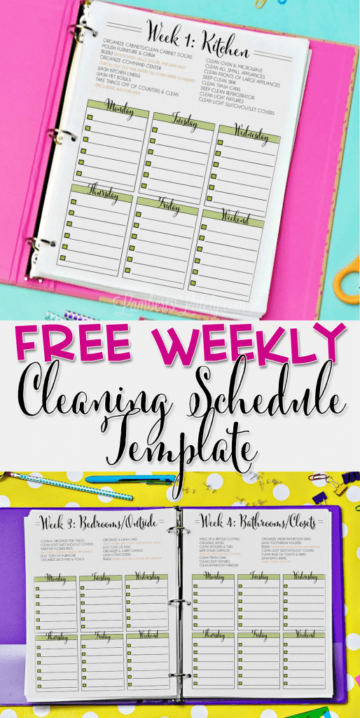 weekly cleaning schedule printable