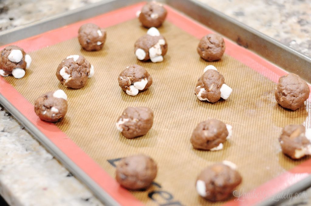 Rocky Road Ice Cream Cookies on a cookie sheet