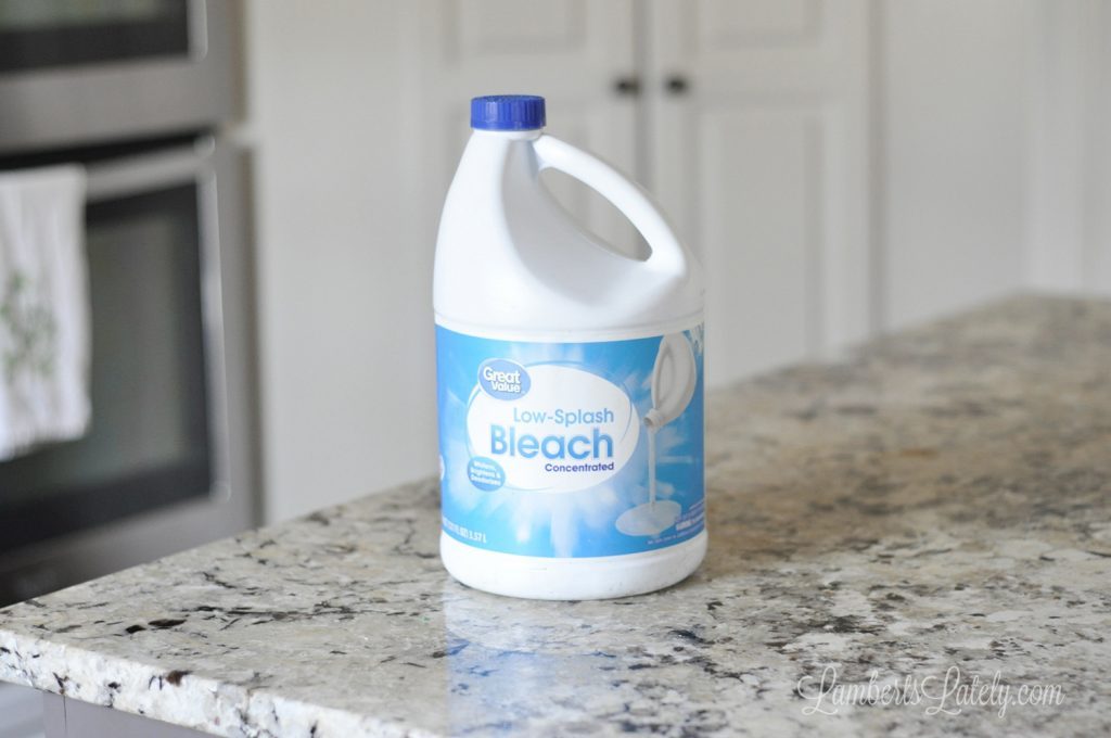 bottle of bleach on a counter