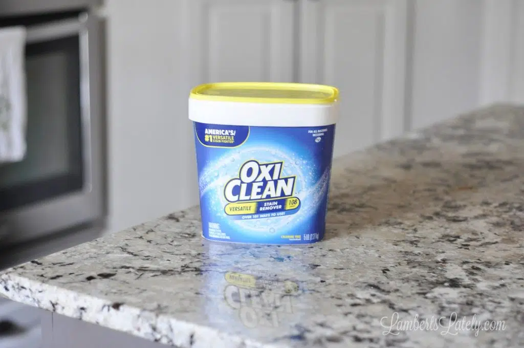 tub of oxi clean on a counter