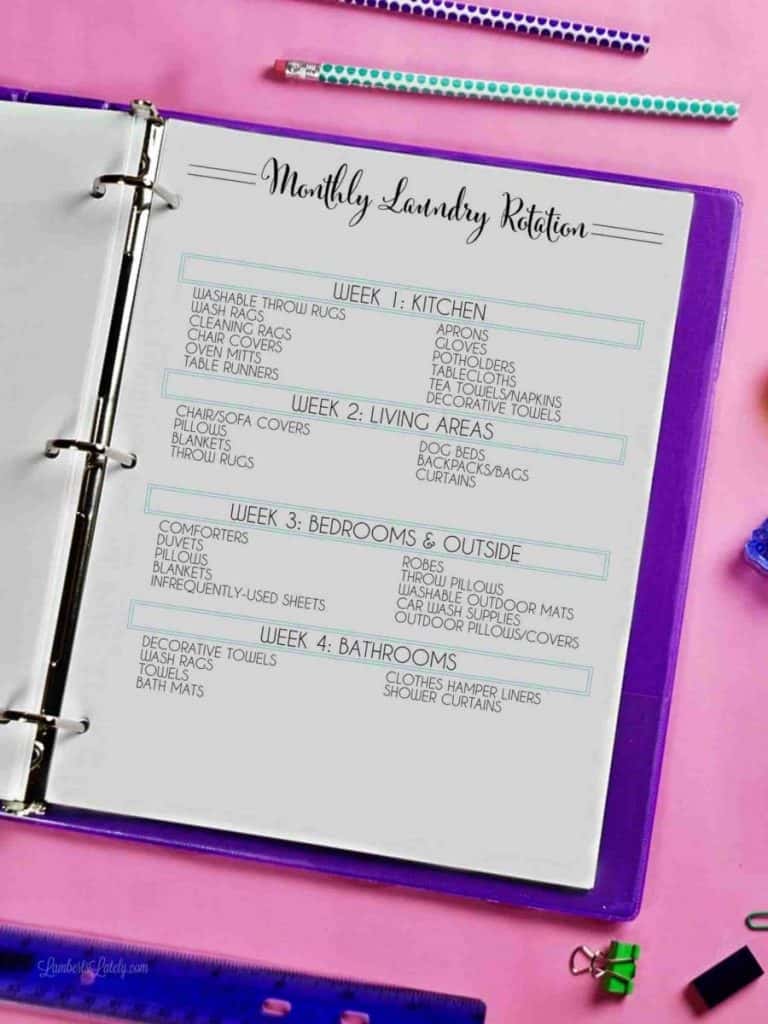 Free Laundry Rotation Printable