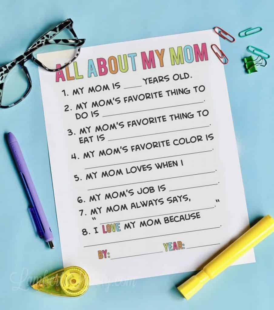 pl70 printable mother's day questionnaire.