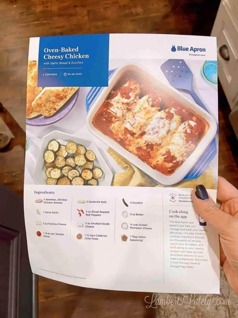 blue apron instruction sheet
