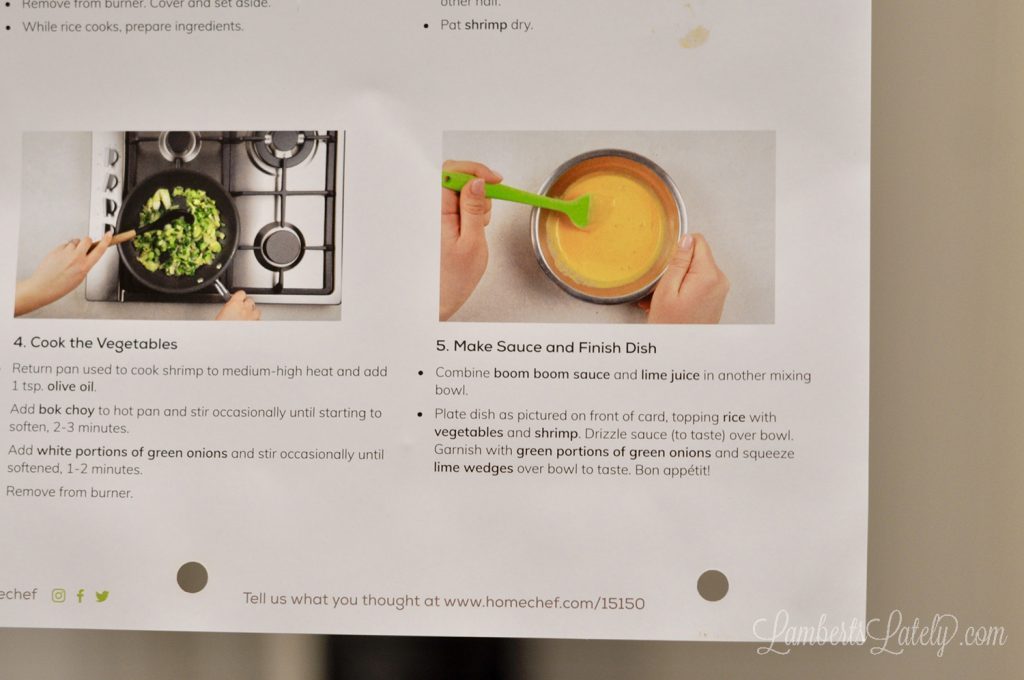 home chef meal prep instructions page