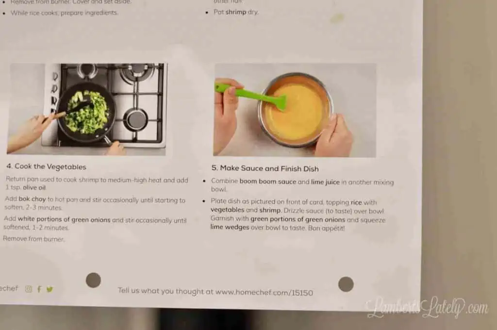 home chef meal prep instructions page