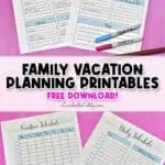 family vacation packing list free printables.