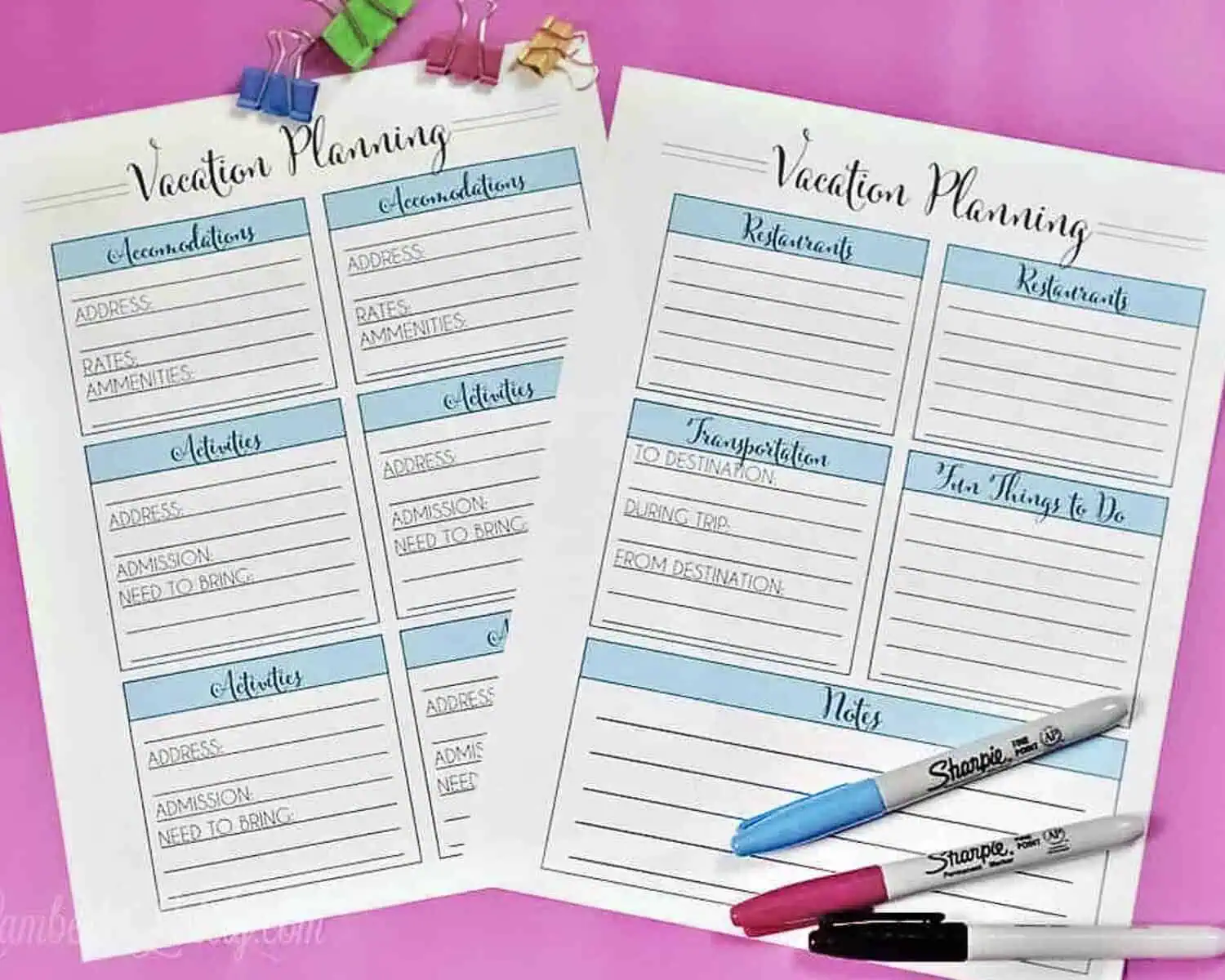 free vacation planner template printables.