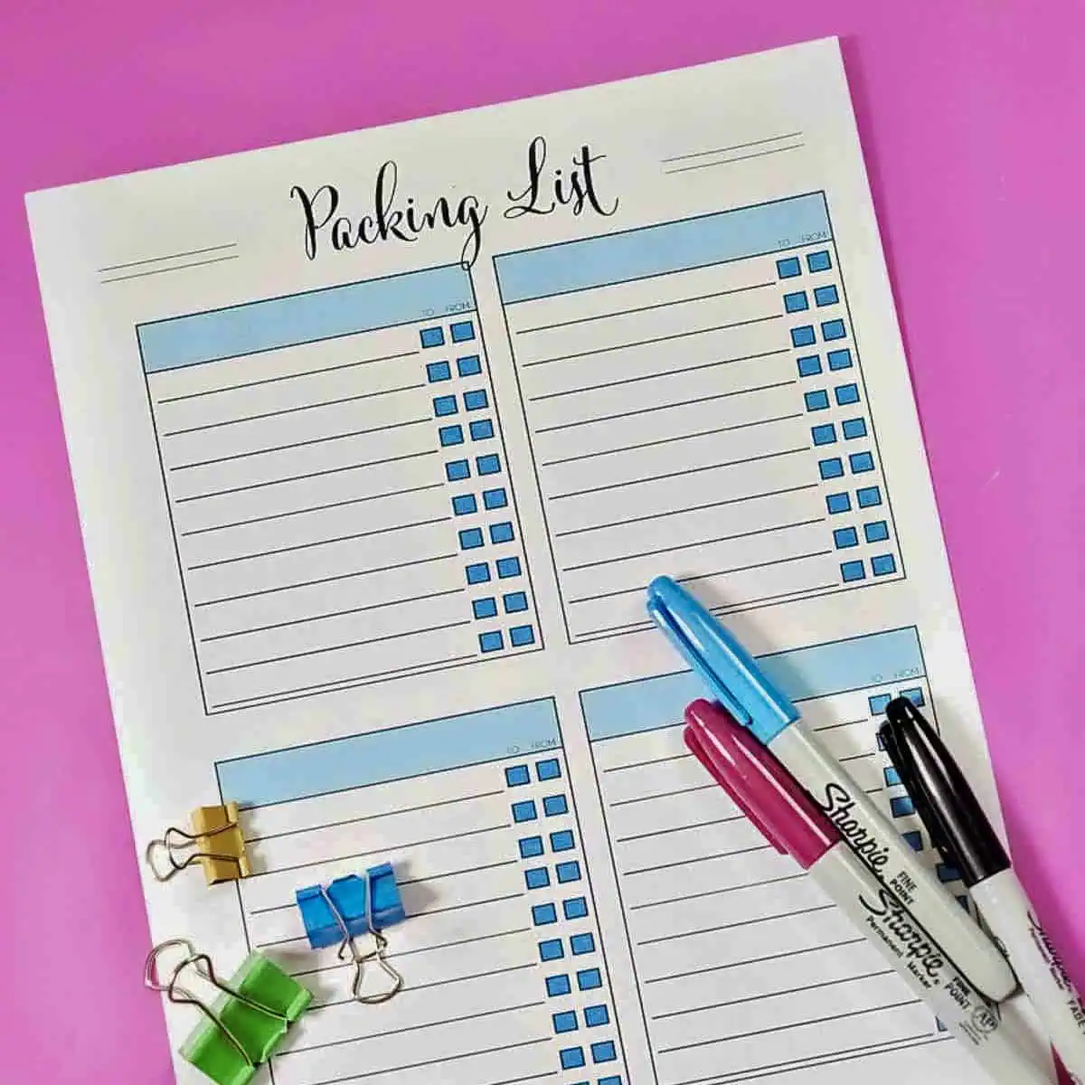 free printable vacation packing list.