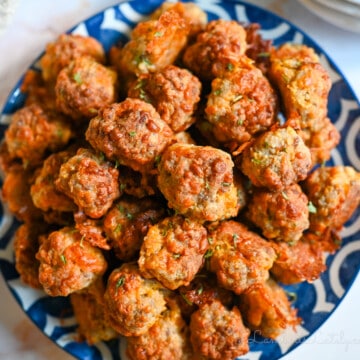 plate of cream cheese sausage balls.