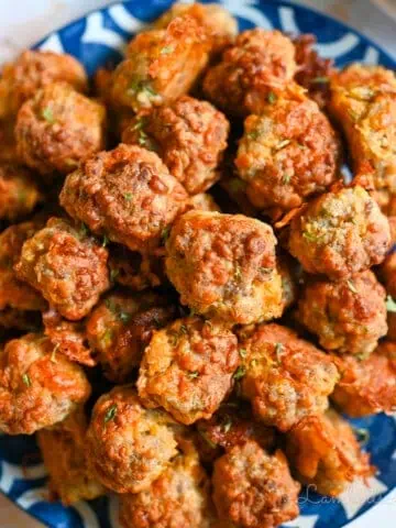 plate of cream cheese sausage balls.