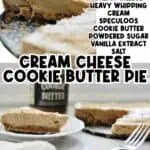 No-bake Speculoos Cookie Butter Pie with creamy filling and graham cracker crust.