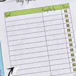 Printable goal setting worksheet with goal overview and checkboxes for completion.