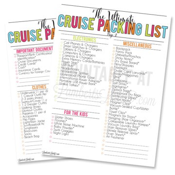 2 printable cruise packing lists.