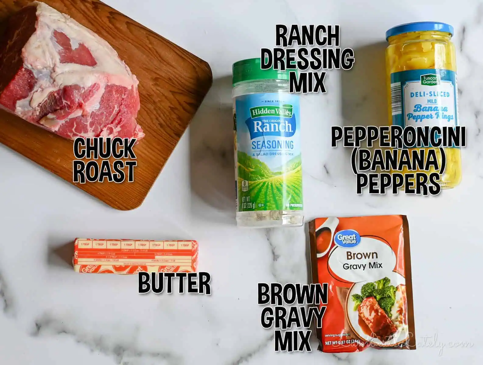 ingredients for instant pot mississippi pot roast.
