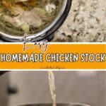 Homemade chicken stock cooking in Instant Pot for bone broth.