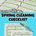 Spring fall cleaning checklist printable with colorful markers and checklist items.