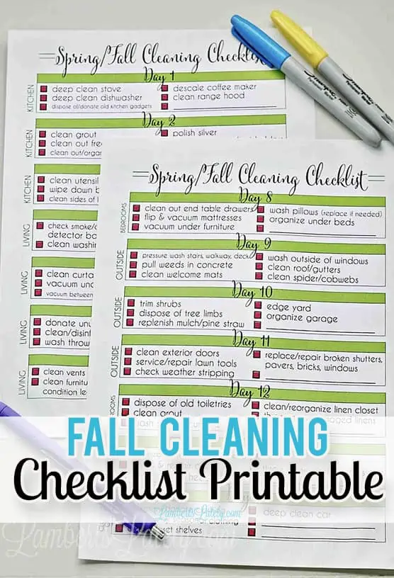 spring or fall cleaning printable checklists