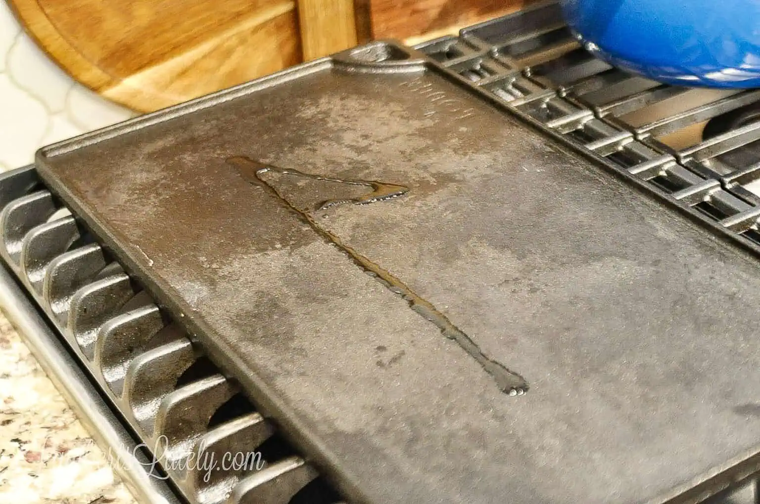 poured avocado oil over the cast iron griddle.