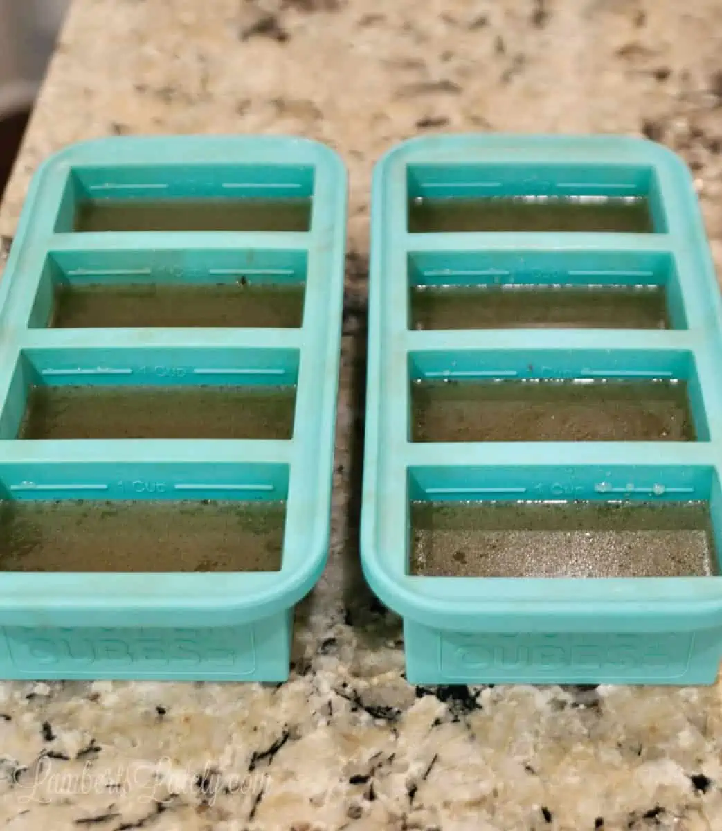 souper cubes full of liquid.