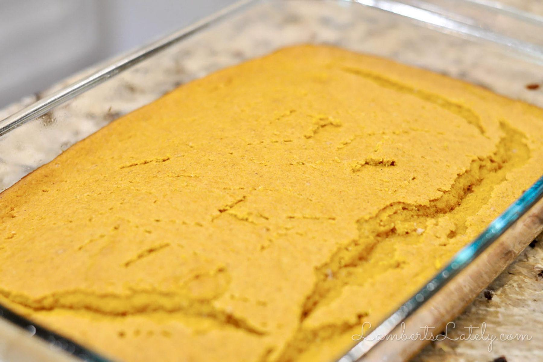 pumpkin spice sheet cake after baking.