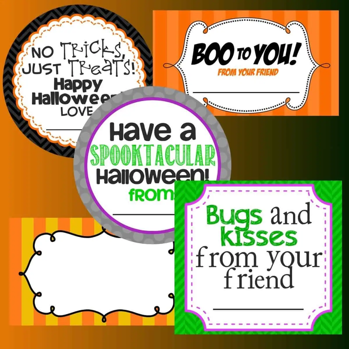 Five Free Halloween Treat Printables 5 printable halloween tags.