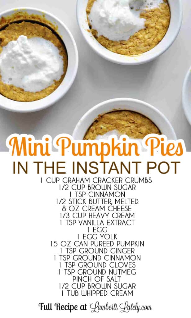 recipe for mini pumpkin pies in the instant pot.