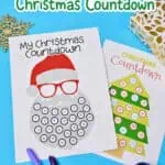 Christmas countdown printable with Santa and Christmas tree designs for holiday fun.