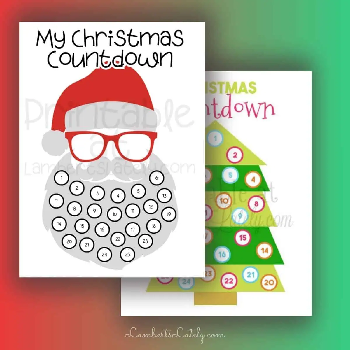 2 christmas countdown printables.