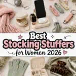 Stylish women's stocking stuffer ideas including jewelry, accessories, and beauty items.