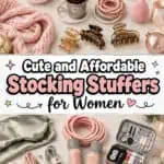 Cute and affordable stocking stuffers for women including candles, jewelry, and beauty tools.