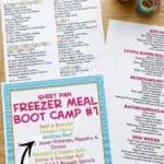 Collection of home and organization printables with colorful labels and meal planning sheets.