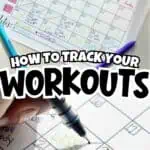 Printable workout calendar with colorful markings and pens for tracking exercises.