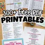 Organized home and meal planning printables with colorful stationery and printouts.