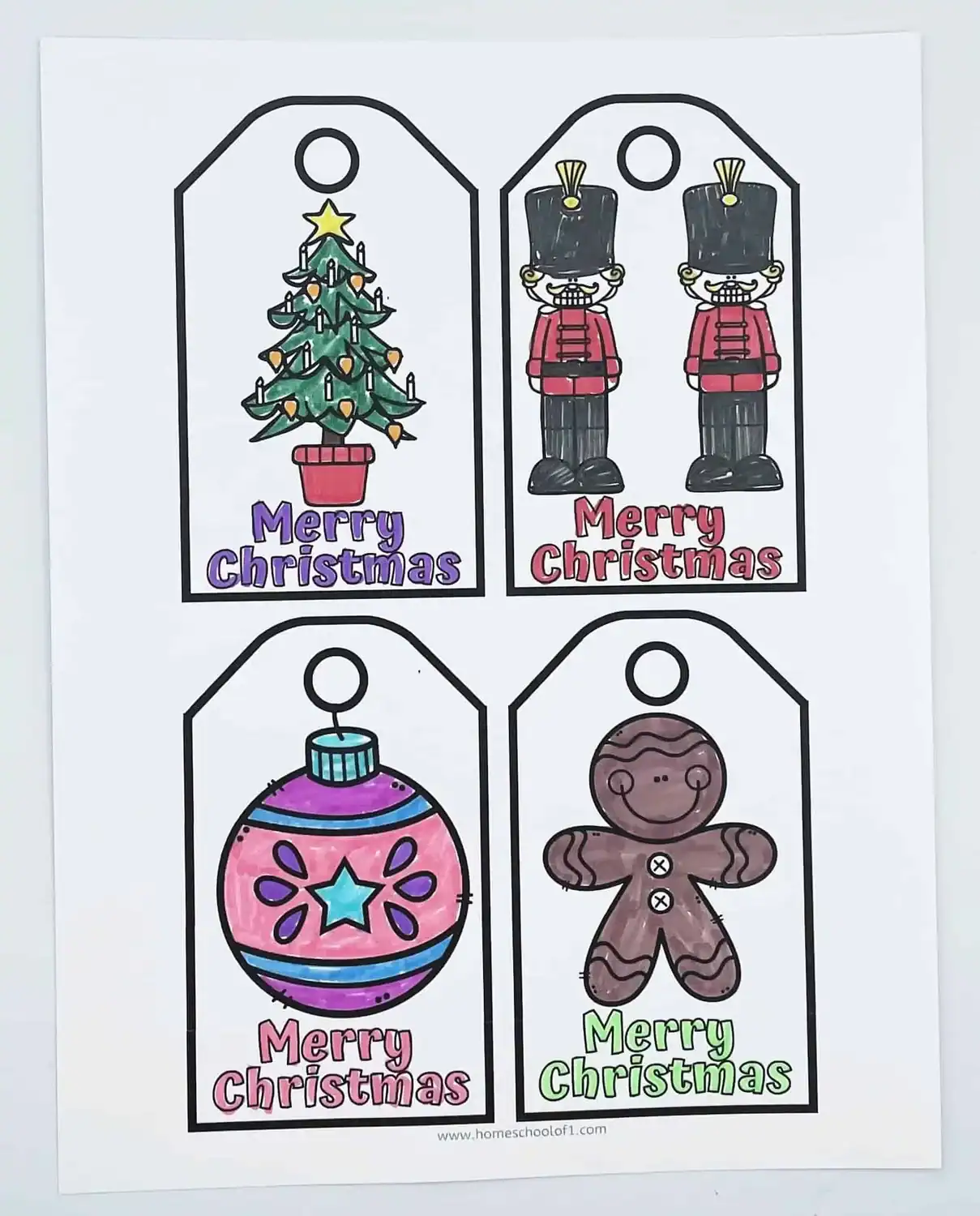 coloring printable christmas tags.