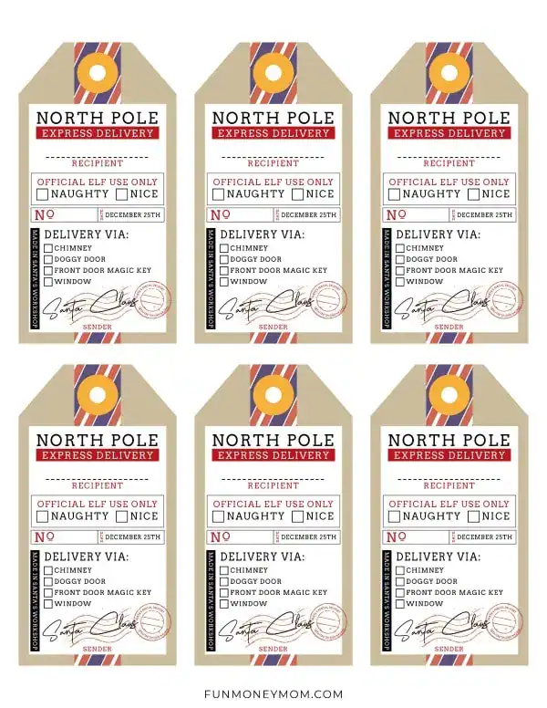 santa gift tag printables.