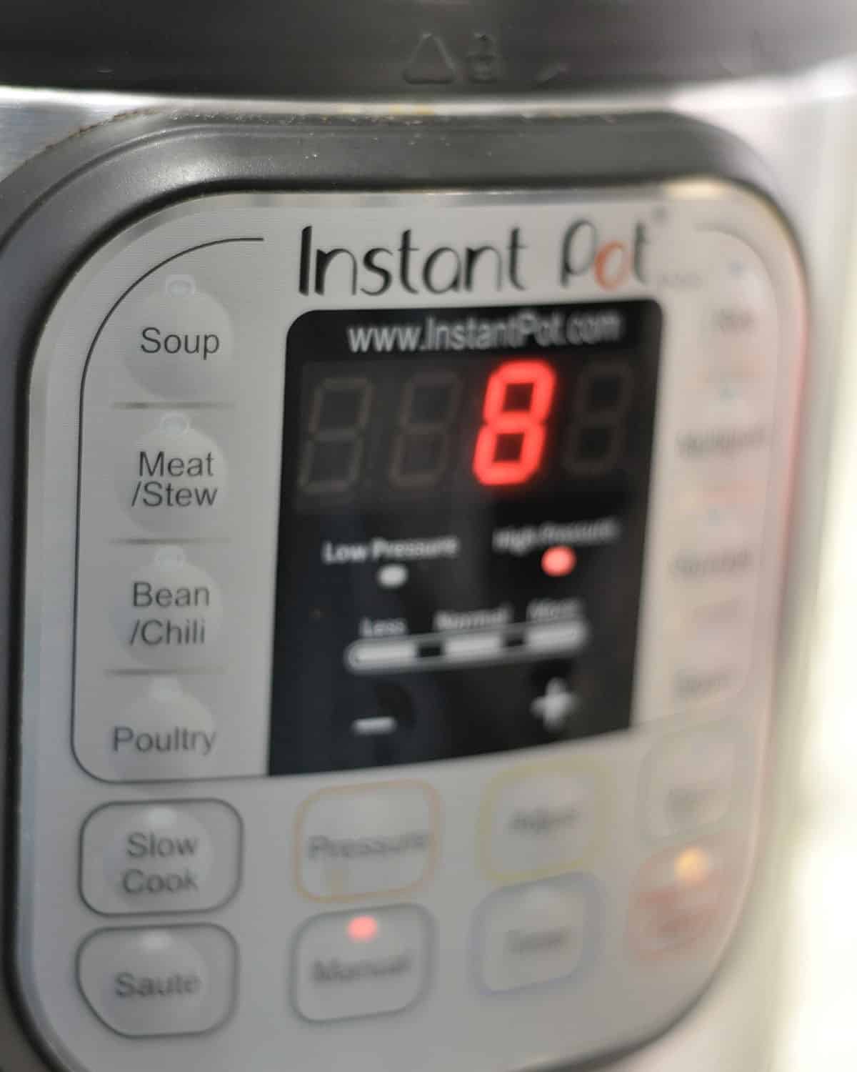 instant pot set to 8 minutes.