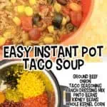 Close-up of colorful ingredients in a bowl for easy instant pot taco soup.