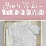 Step-by-step guide to creating a newborn shadow box with baby clothes and accessories.