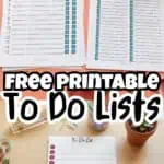 Printable to-do list templates with checkboxes and colorful designs for organization.