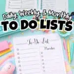 Printable daily, weekly, and monthly to-do list templates for organization.