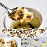 chocolate chip mug cake collage.