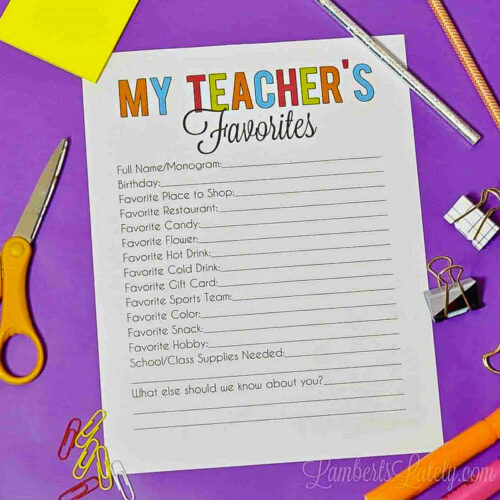 my teacher's favorites printable.