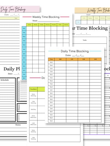 collection of different time blocking template printables.