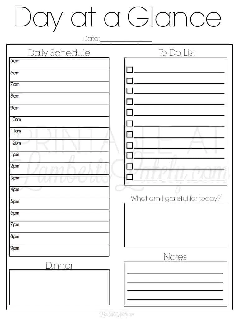 simple daily planner printable.