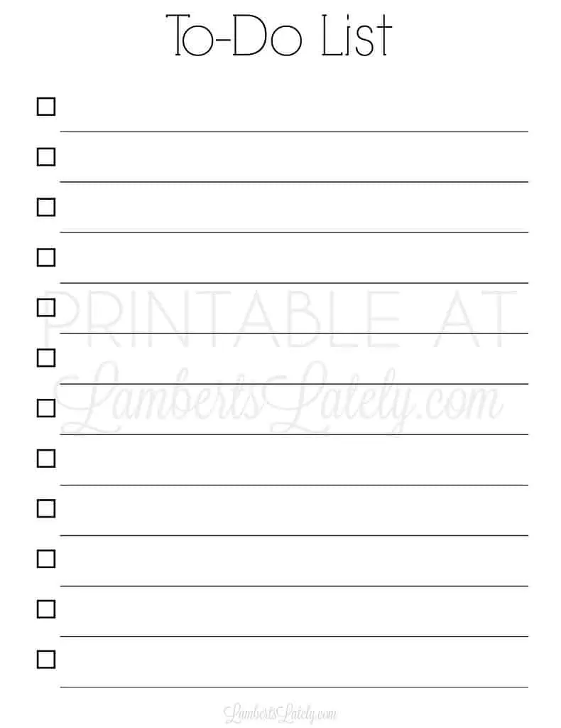 simple to do list printable with checkboxes.